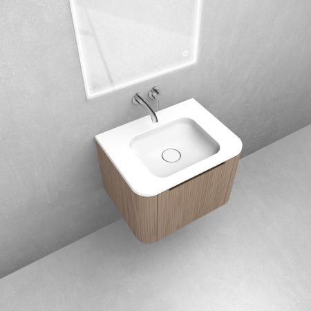 Zestaw Oltens Hamnes szafka podumywalkowa 60 cm z umywalką dąb/biały mat 68877060