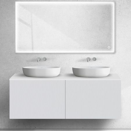 Oltens Lun Rila set: 140 cm grooved vanity unit with matt white worktop 68884000