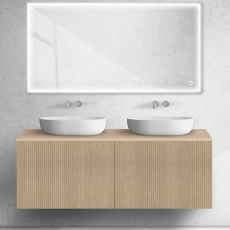 Oltens Lun Rila set: 140 cm grooved vanity unit with an oak worktop 68884060