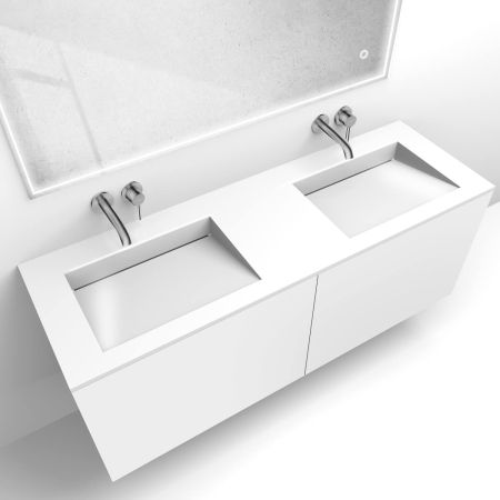 Oltens Lun set: 140 cm vanity unit with Stila LavaForm washbasin in matt white/gloss white 68887000