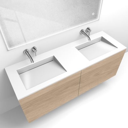 Oltens Lun set: 140 cm vanity unit with Stila LavaForm washbasin in oak/high-gloss white 68887060