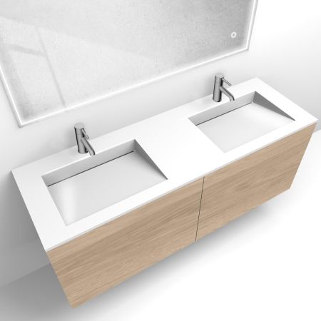 Oltens Lun set: 140 cm vanity unit with Stila LavaForm washbasin in oak/high-gloss white 68887060