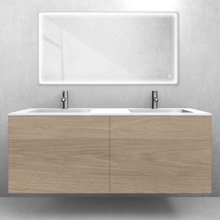 Oltens Lun set: 140 cm vanity unit with Stila LavaForm washbasin in oak/high-gloss white 68887060