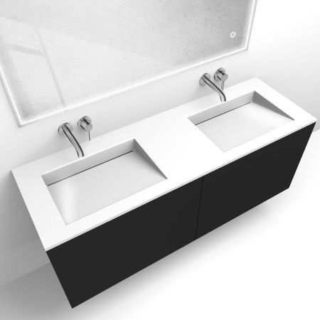 Oltens Lun set: 140 cm vanity unit with Stila LavaForm washbasin in matt black/gloss white 68887300