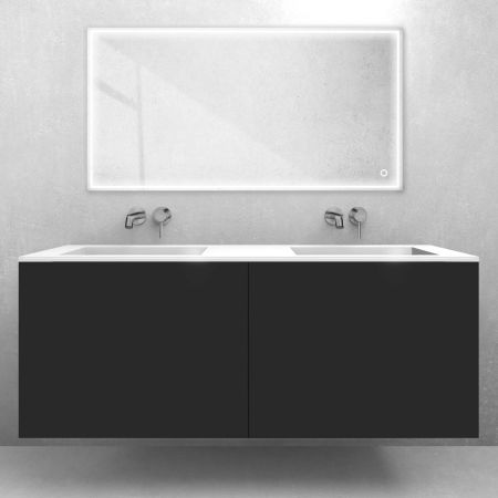 Oltens Lun set: 140 cm vanity unit with Stila LavaForm washbasin in matt black/gloss white 68887300