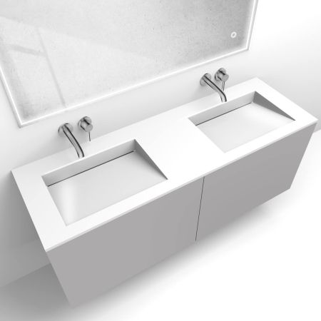 Oltens Lun set: 140 cm vanity unit with Stila LavaForm washbasin in cashmere/gloss white 68887900