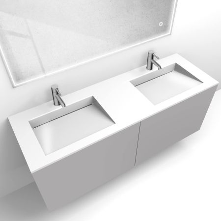 Oltens Lun set: 140 cm vanity unit with Stila LavaForm washbasin in cashmere/gloss white 68887900