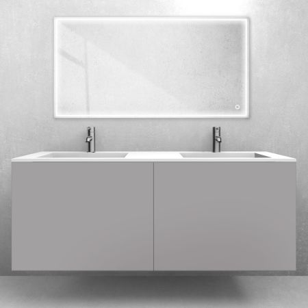 Oltens Lun-Set: Waschbeckenunterschrank 140 cm mit Waschbecken Stila LavaForm in Kaschmir/Weiß matt 68889900
