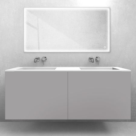 Oltens Lun-Set: Waschbeckenunterschrank 140 cm mit Waschbecken Stila LavaForm in Kaschmir/Weiß matt 68889900