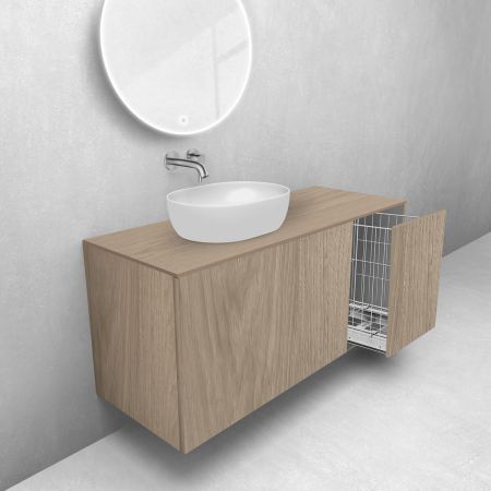 Oltens Lun zestaw mebli łazienkowych 120 cm z blatem i koszem cargo dąb 68903060