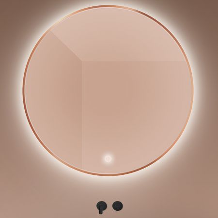 Oltens Nordlis mirror 100 cm, round with LED lighting and Klarglas system, brushed copper 64110610