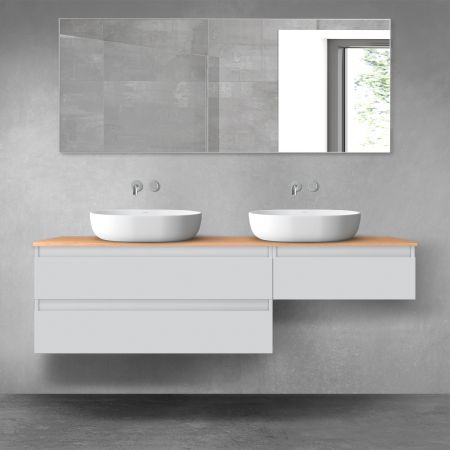 Oltens Vernal bathroom furniture set 160 cm with countertop, matte grey/oak 68348700