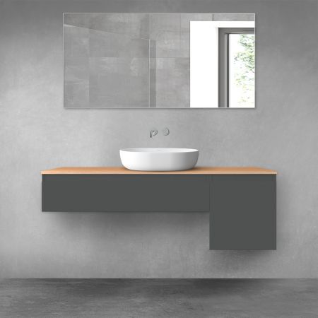 Oltens Vernal bathroom furniture set 140 cm with countertop, matte graphite/oak 68282400