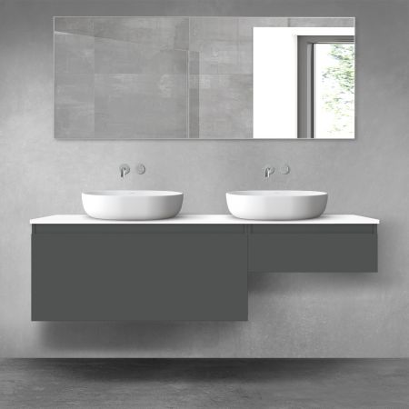 Oltens Vernal bathroom furniture set 160 cm with countertop, matte graphite/white gloss 68353400