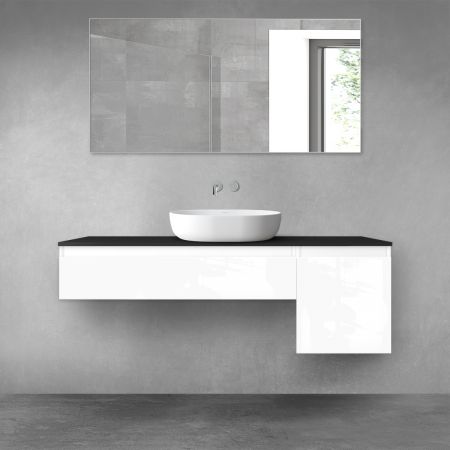 Oltens Vernal bathroom furniture set 140 cm with countertop, white gloss/matte black 68284000