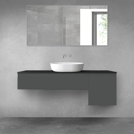 Oltens Vernal bathroom furniture set 140 cm with countertop, matte graphite/matte black 68286400