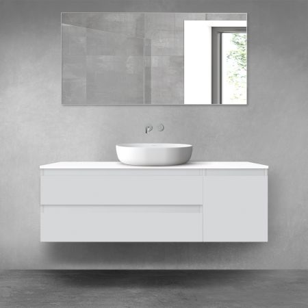 Oltens Vernal bathroom furniture set 140 cm with countertop, matte grey/white gloss 68265700