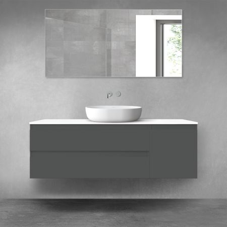 Oltens Vernal bathroom furniture set 140 cm with countertop, matte graphite/white gloss 68266400