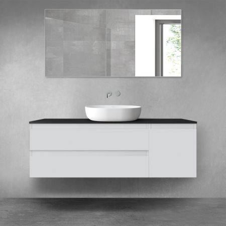 Oltens Vernal bathroom furniture set 140 cm with countertop, matte grey/matte black 68268700