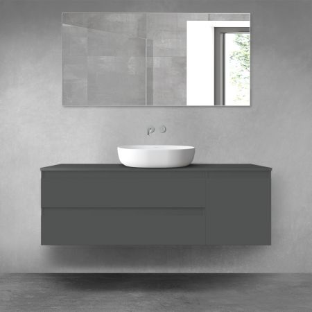 Oltens Vernal bathroom furniture set 140 cm with countertop, matte graphite 68262400