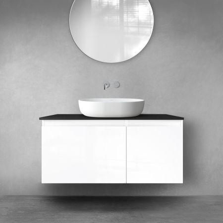 Oltens Vernal bathroom furniture set 100 cm with countertop, white gloss/matte black 68255000