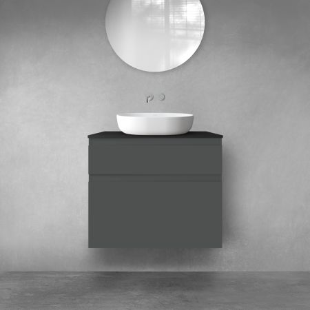 Oltens Vernal bathroom furniture set 80 cm with countertop, matte graphite/matte black 68231400