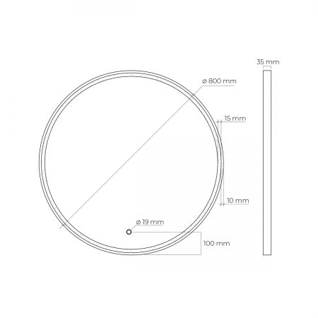 Oltens Nordlis zrcadlo 80x80 cm kulatý s osvětlením a systémem Klarglas, zlatá 64101800