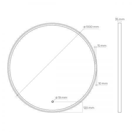 Oltens Nordlis zrcadlo 100x100 cm kulatý s osvětlením a systémem Klarglas, zlatá 64102800