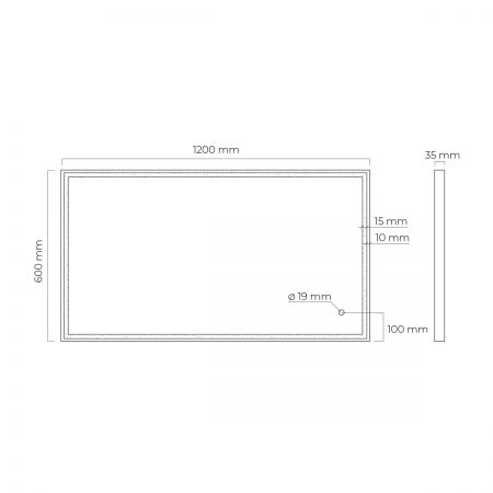 Oltens Nordlis zrcadlo 60x120 cm obdélníkový s osvětlením a systémem Klarglas, černá 64107300