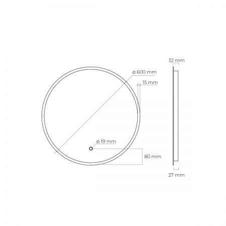 Oltens Nordlis mirror 60 cm, round with LED lighting and Klarglas system 64100000