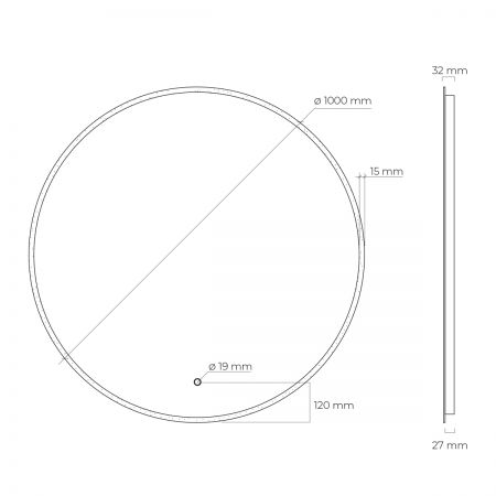 Oltens Nordlis zrcadlo 100x100 cm kulatý s osvětlením a systémem Klarglas 64102000