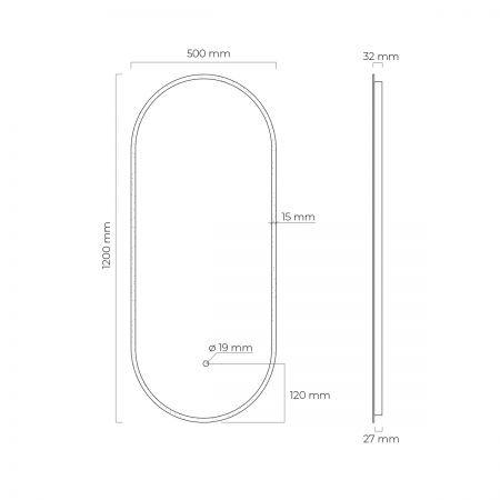 Oltens Nordlis 50x120 cm ovaler Spiegel mit LED-Beleuchtung und Klarglas-System 64104000