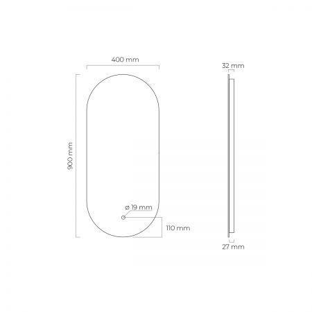 Oltens Nordlis zrcadlo 40x90 cm oválný s osvětlením a systémem Klarglas 64113000