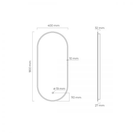 Oltens Nordlis zrcadlo 40x90 cm oválný s osvětlením a systémem Klarglas, zlatá 64113800