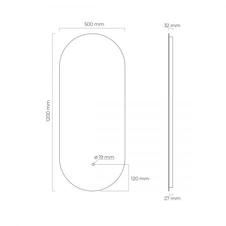 Oltens Nordlis 50x120 cm ovaler Spiegel mit LED-Beleuchtung und Klarglas-System 64114000