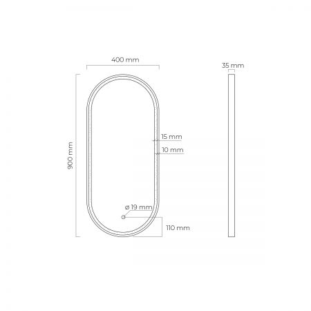 Oltens Nordlis mirror 40x90 cm, oval with LED lighting and Klarglas system 64103800