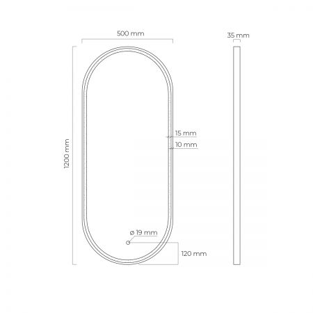 Oltens Nordlis 50x120 cm ovaler Spiegel mit LED-Beleuchtung und Klarglas-System 64104800