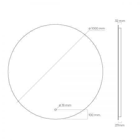 Oltens Nordlis 100 cm runder Spiegel mit LED-Beleuchtung und Klarglas-System 64110000