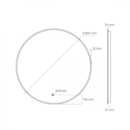 Oltens Nordlis zrcadlo 80x80 cm kulatý s osvětlením a systémem Klarglas, černá 64109300