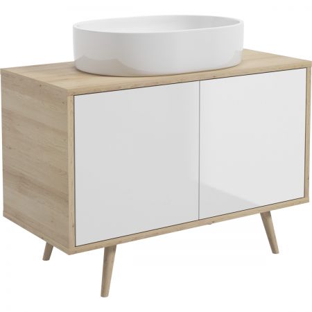 Oltens Hedvig szafka 95 cm podumywalkowa wisząca biały połysk/dąb nova 60200060