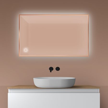 Oltens Nordlis zrcadlo 60x100 cm obdélníkový s osvětlením a systémem Klarglas, měď kartáčovaná 64111610