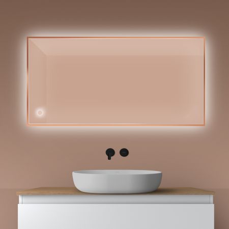 Oltens Nordlis zrcadlo 60x120 cm obdélníkový s osvětlením a systémem Klarglas, měď kartáčovaná 64112610