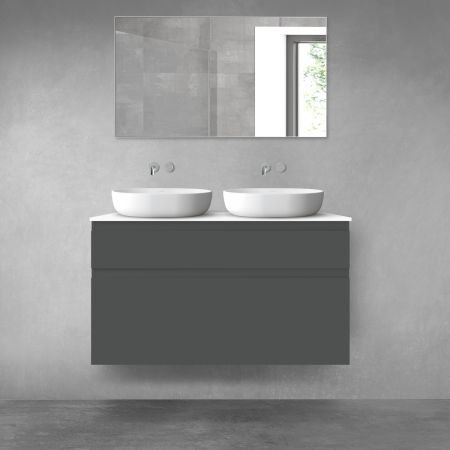 Oltens Vernal bathroom furniture set 120 cm with countertop, matte graphite/white gloss 68229400