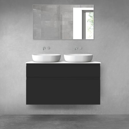 Oltens Vernal bathroom furniture set 120 cm with countertop, matte black/white gloss 68229300