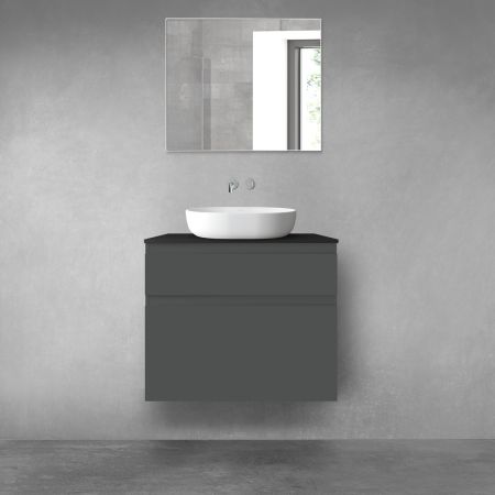 Oltens Vernal bathroom furniture set 80 cm with countertop, matte graphite/matte black 68231400