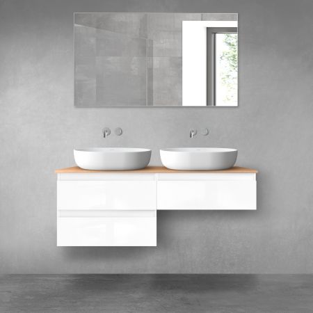 Oltens Vernal bathroom furniture set 120 cm with countertop, white gloss/oak 68235000