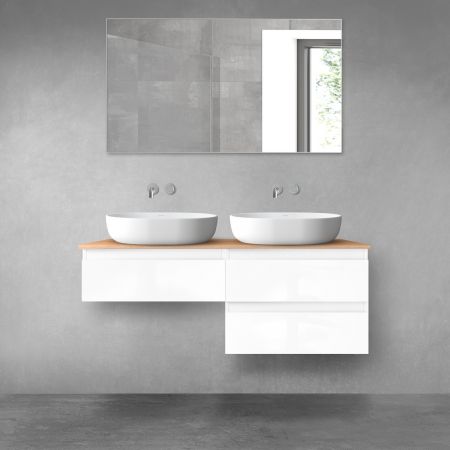 Oltens Vernal bathroom furniture set 120 cm with countertop, white gloss/oak 68235000