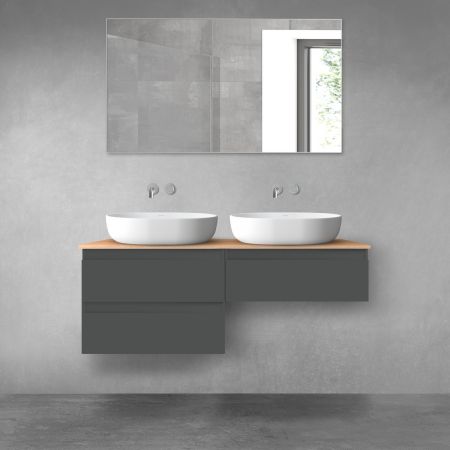 Oltens Vernal bathroom furniture set 120 cm with countertop, matte graphite/oak 68235400