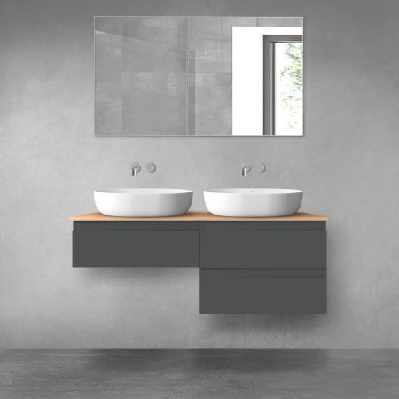 Oltens Vernal bathroom furniture set 120 cm with countertop, matte graphite/oak 68235400
