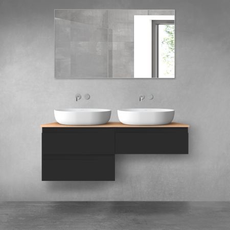 Oltens Vernal bathroom furniture set 120 cm with countertop, matte black/oak 68235300